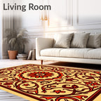 Crimson Floral Swirl Ornament Rug