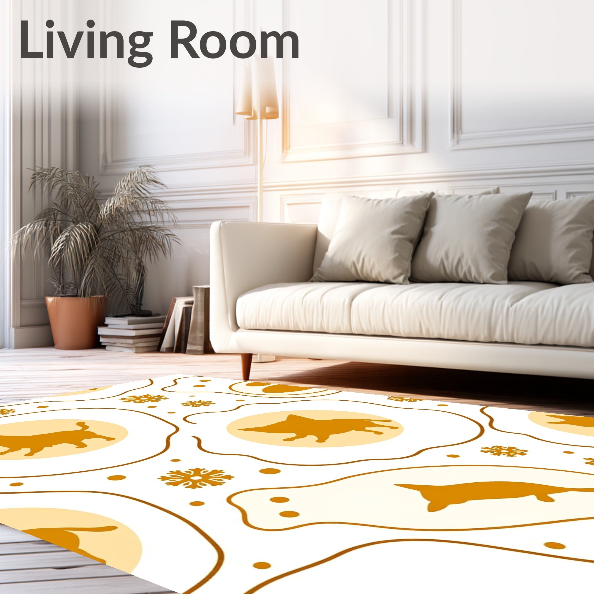 Whimsical Cat Snowflake Pattern Design Rug