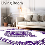 Purple Mandala With Floral Border Rug