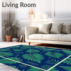 Tropical Leaf Pattern With Tan Accents Rug