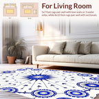 Bright Blue Starburst Floral Pattern Rug