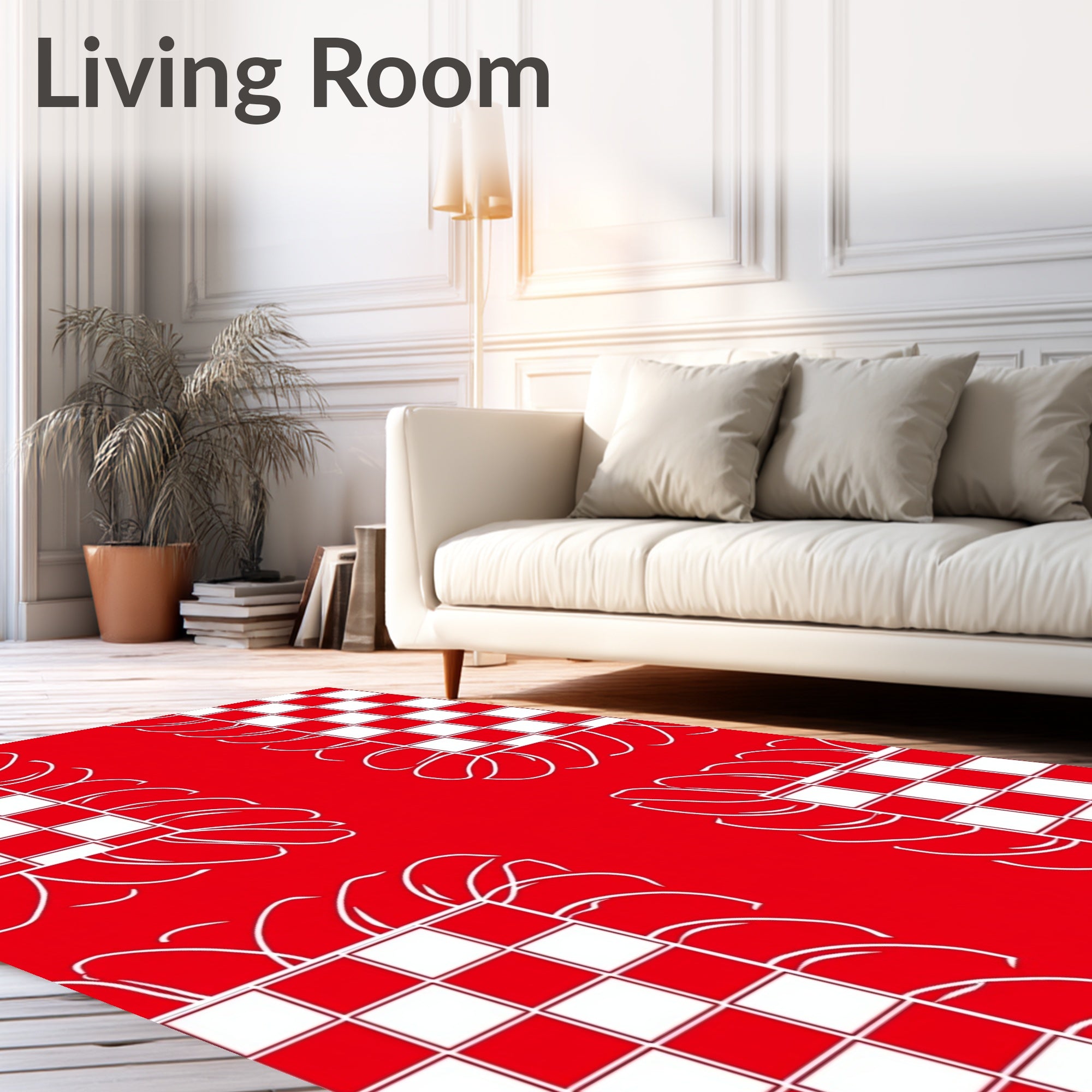 Bold Checkered And Swirl Pattern Design Rug