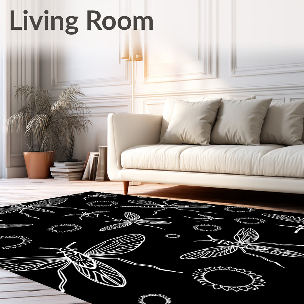 Insect Sunburst Silhouette Design Rug