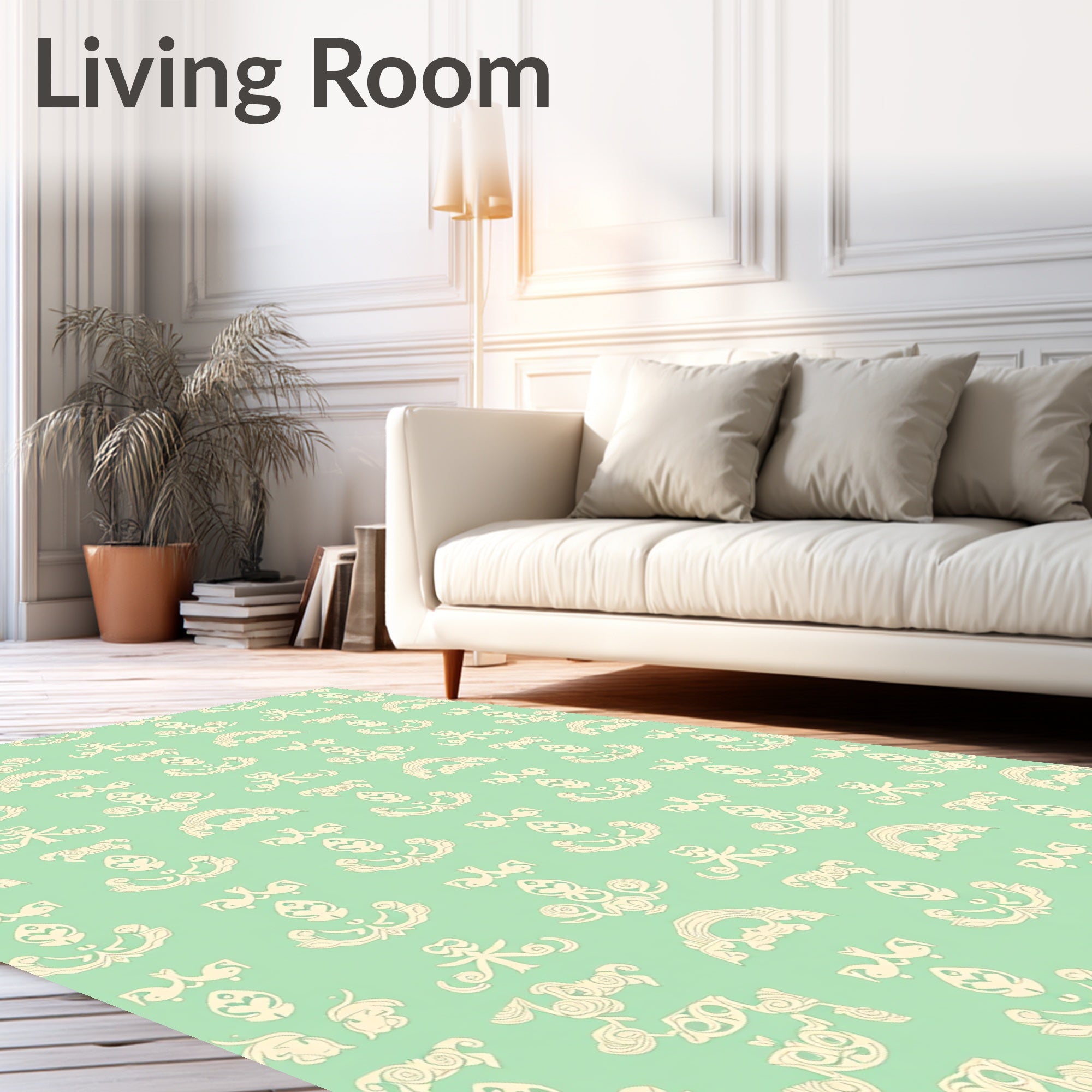 Light Cream Vintage Filigree Pattern Rug