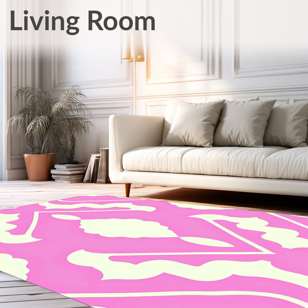 Pink Cream Geometric Symmetry Design Rug