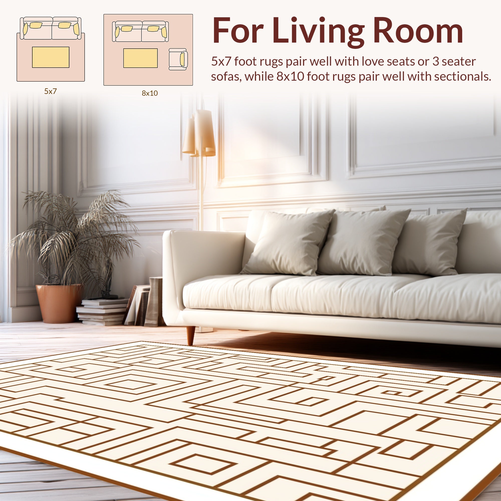 Maze Lines Abstract Geometric Design Rug