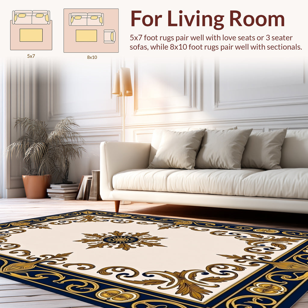 Majestic Floral Scrollwork Design Rug