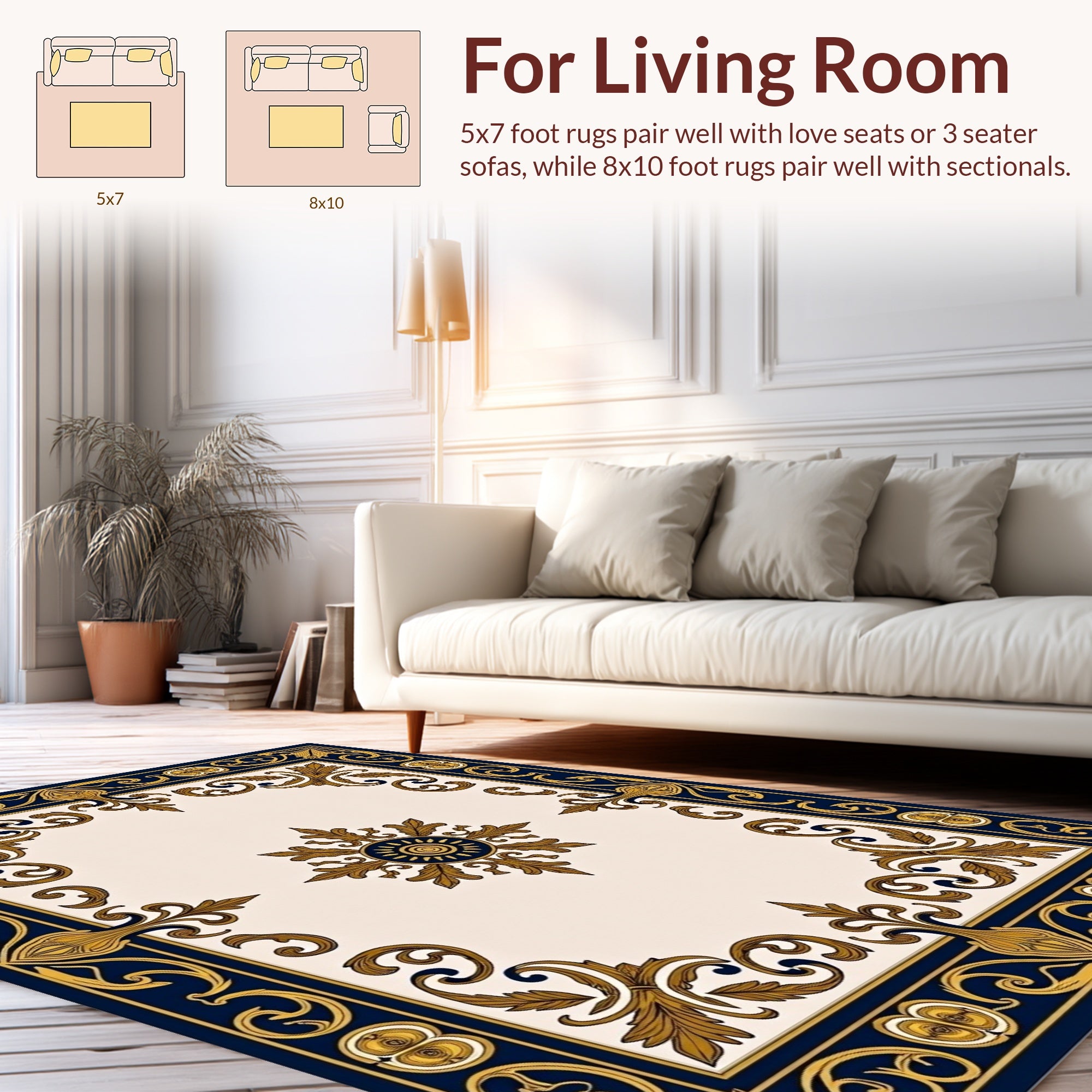 Majestic Floral Scrollwork Design Rug