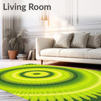 Lime Green Radial Sunburst Pattern Rug