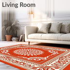 Vintage Floral Medallion Red Cream Rug