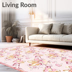 Whimsical Pink Floral Artful Rug
