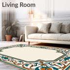 Ornate Floral Scrolls Border Design Rug