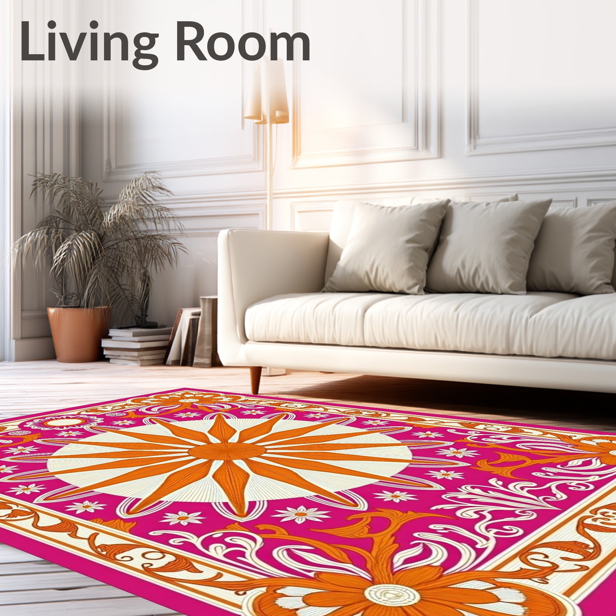 Radiant Fuchsia Sunburst Floral Rug
