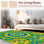 Vibrant Floral Sunburst Mandala Rug