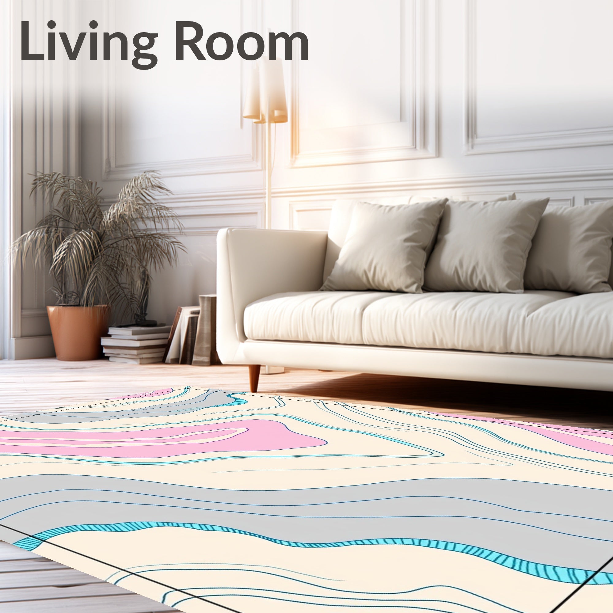 Soft Pastel Swirl Abstract Design Rug
