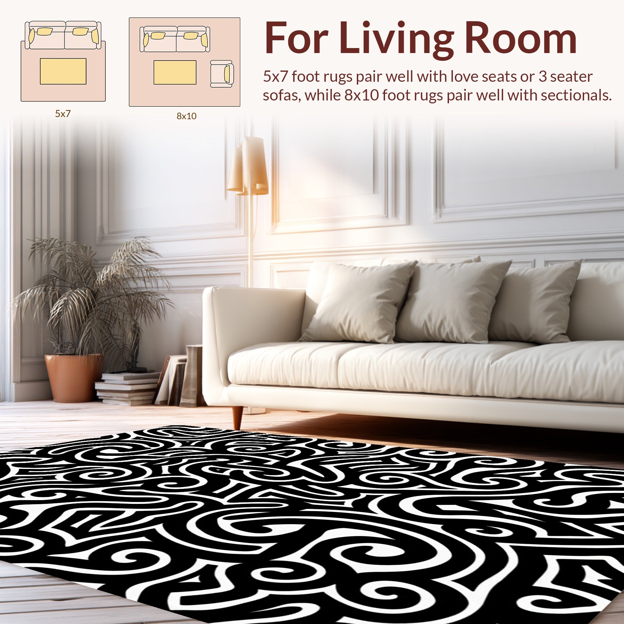 Bold Abstract Swirl Pattern Rug