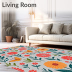 Sunny Floral Butterfly Botanical Pattern Rug