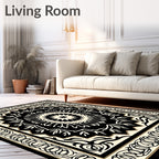 Intricate Black White Mandala Pattern Rug
