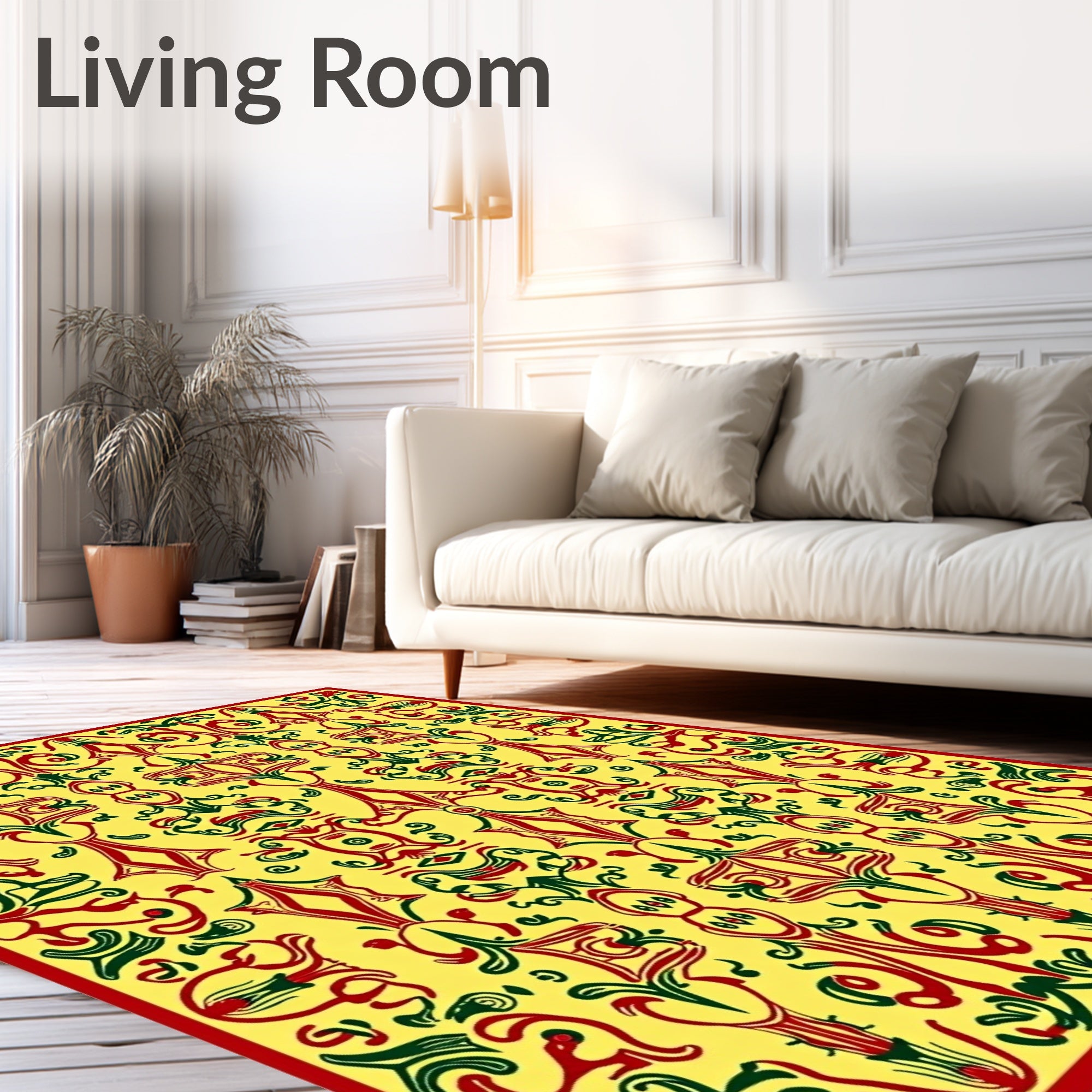 Bold Red Green Abstract Pattern Rug