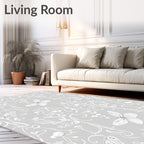 Elegant White Butterfly Nature Pattern Rug