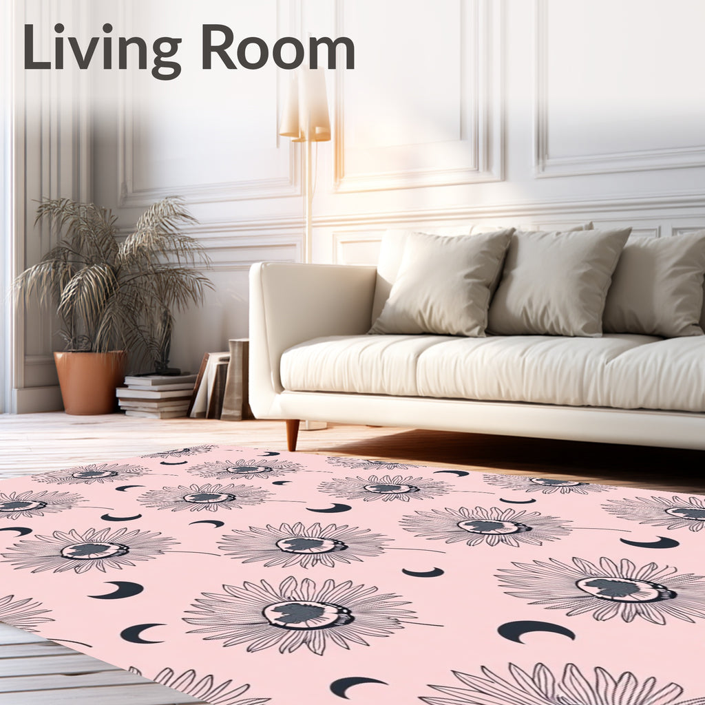 Floral Moon Pattern Design Rug