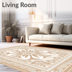 Elegant Floral Medallion Border Design Rug