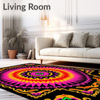 Vibrant Sunburst Mandala Pattern Rug