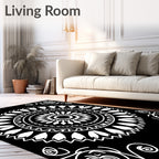Classic White Mandala Pattern Art Rug