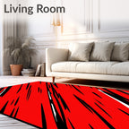 Bold Red Black White Streaks Rug