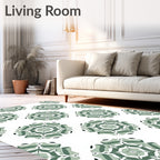 Green Geometric Star Pattern Rug