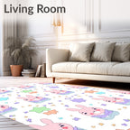 Cute Pink Bunny Star Pattern Rug