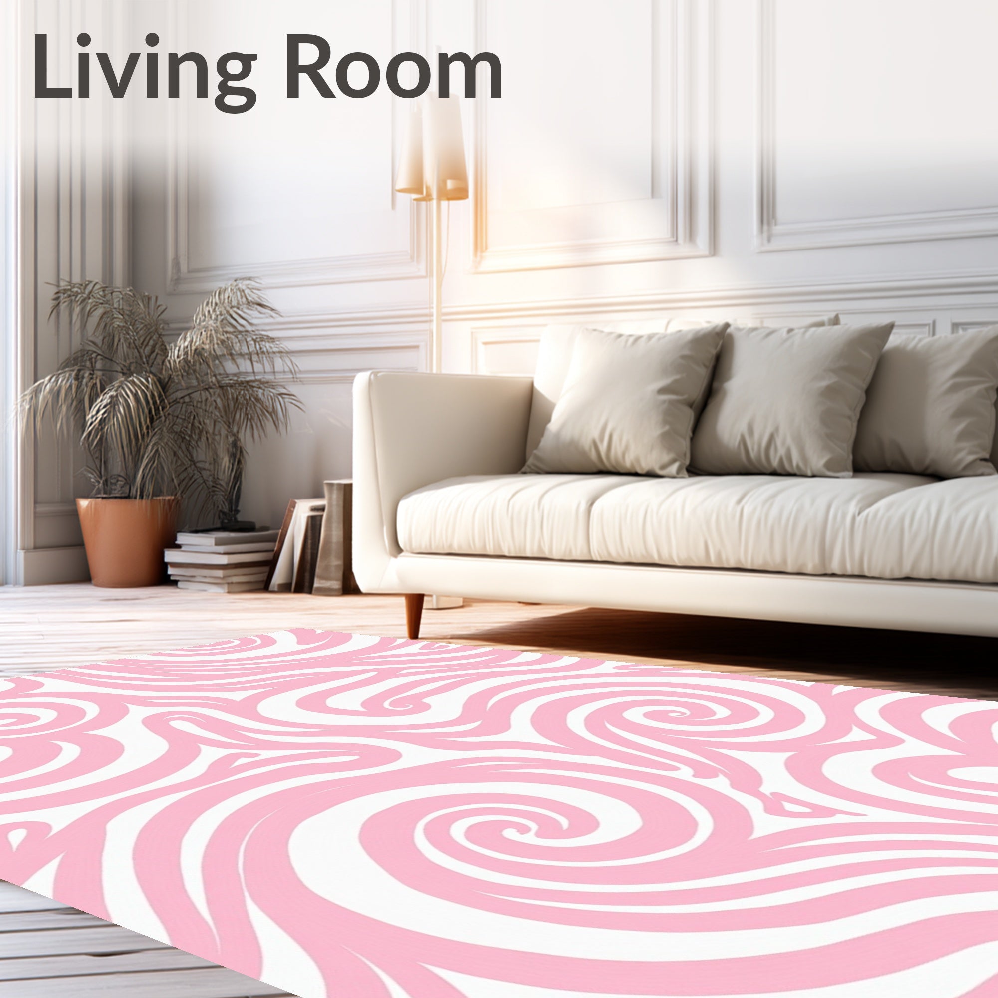 Abstract Pink Swirl Pattern Rug
