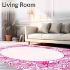 Vibrant Pink Floral Outline Rug