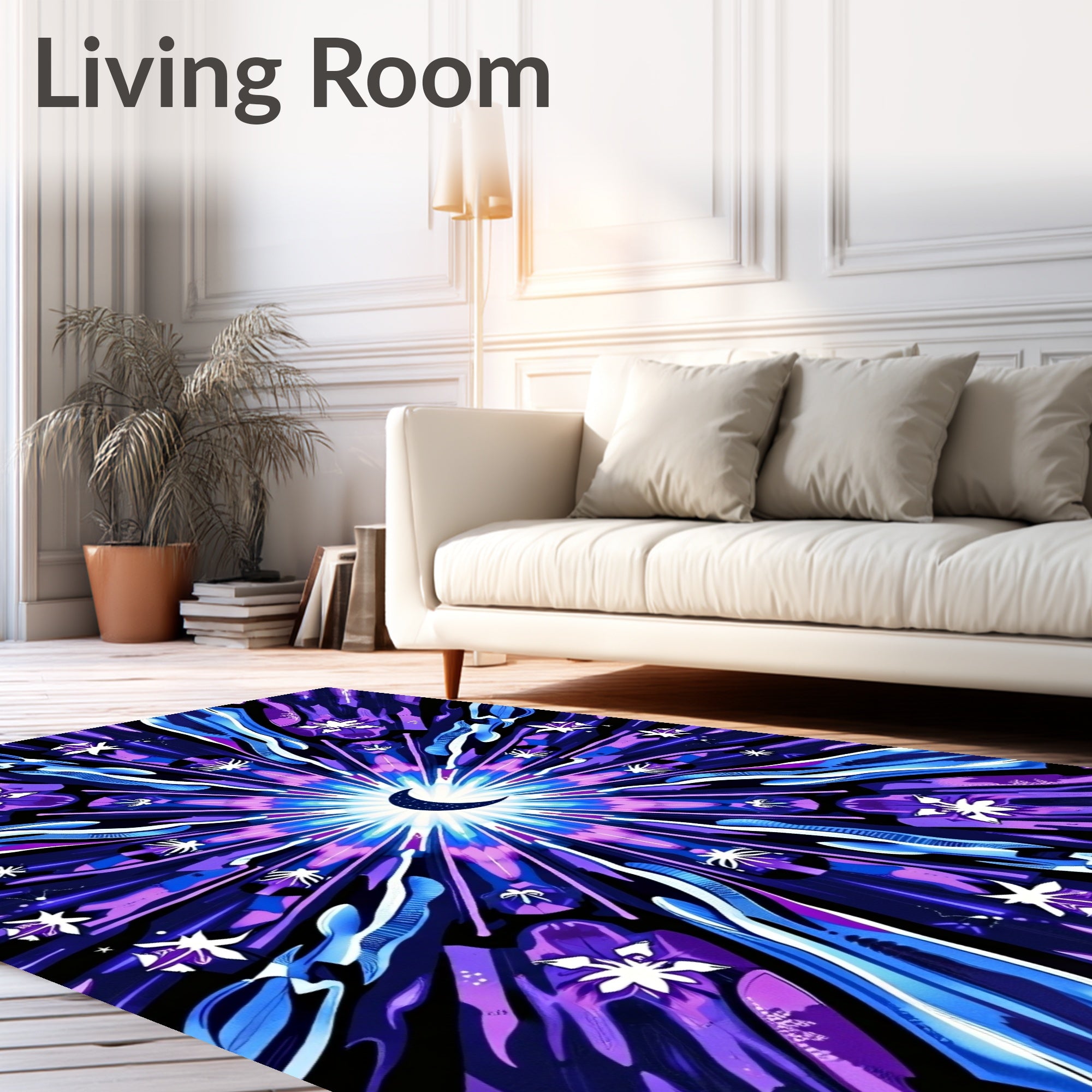 Celestial Midnight Blue Starry Rug