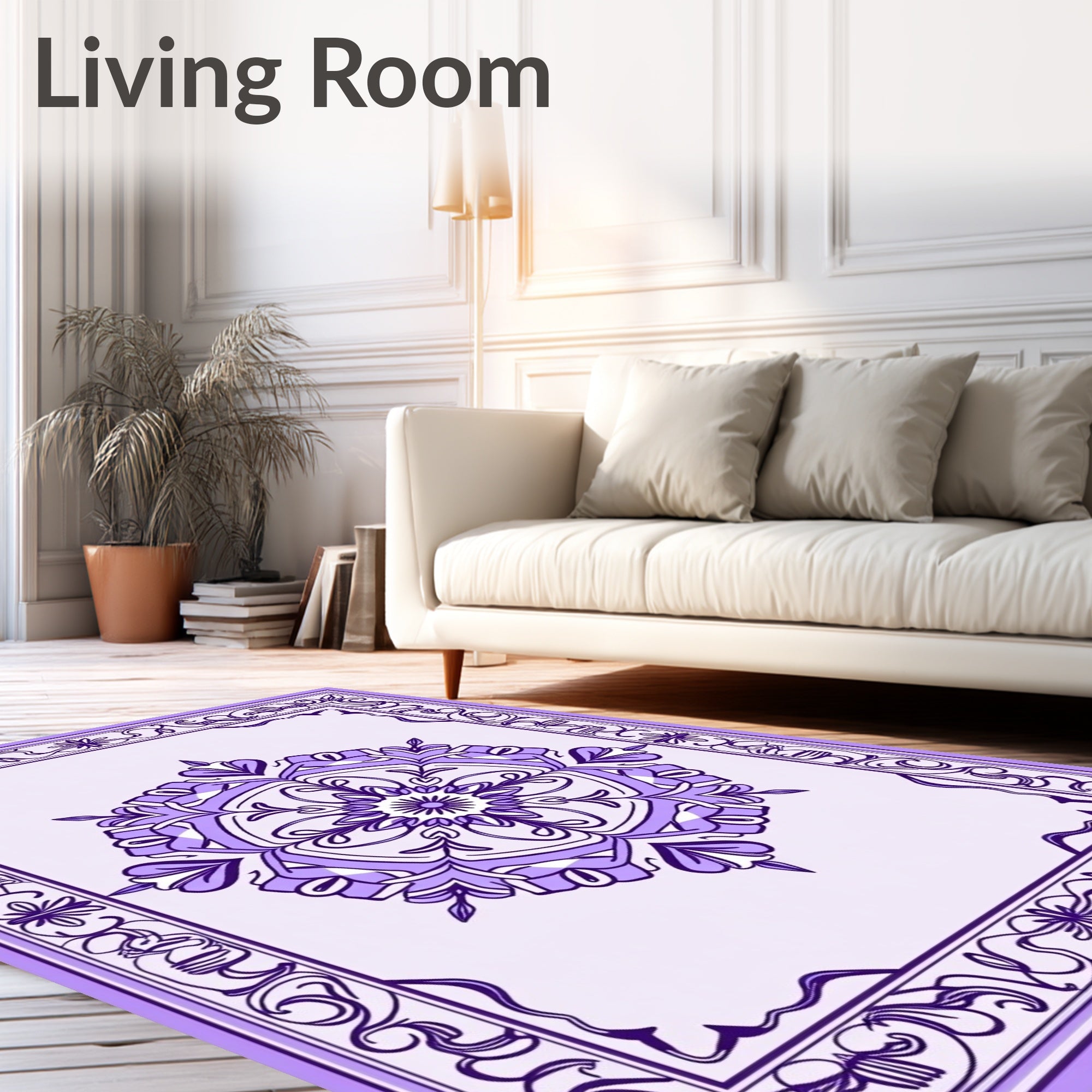 Elegant Violet Mandala Pattern Rug