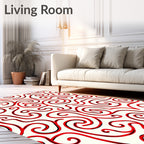 Red Swirl Abstract Pattern Rug