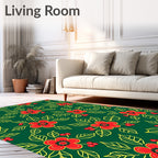 Red Holly Floral Graphic Design Rug