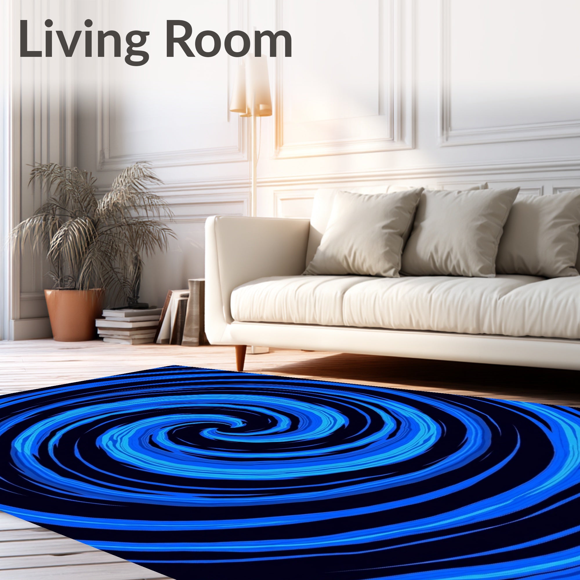 Cool Blue Swirl Pattern Design Rug