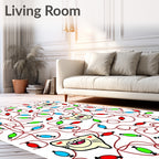 Whimsical Cat Heads And Candy Pattern Rug