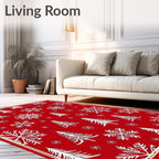 Red Snowflake Tree Pattern Rug