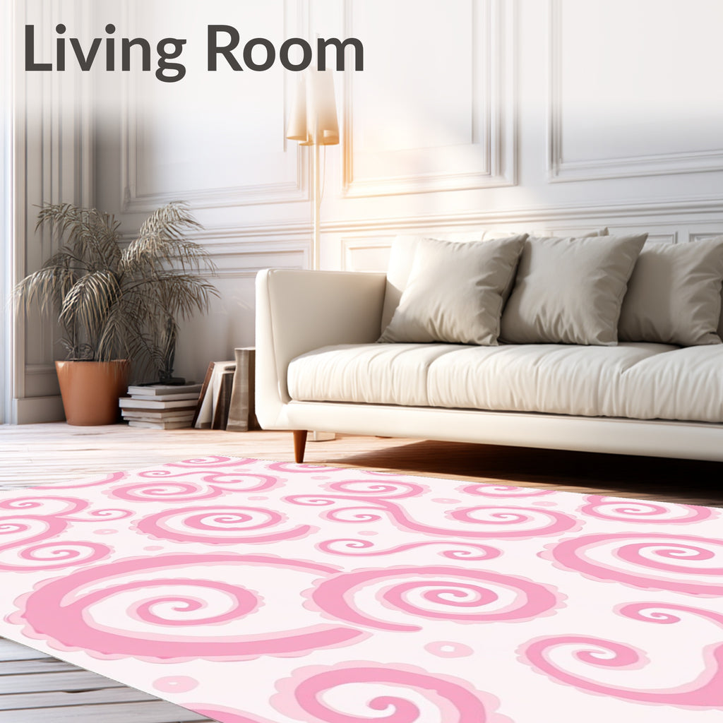 Pink Swirl Pastel Pattern Design Rug
