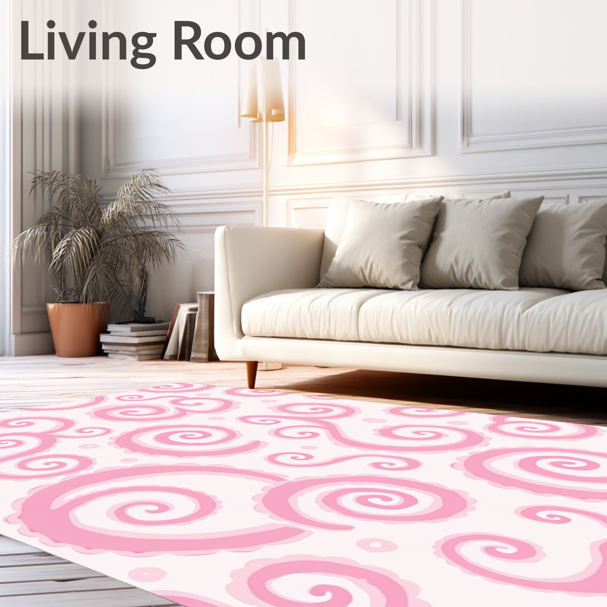 Pink Swirl Pastel Pattern Design Rug
