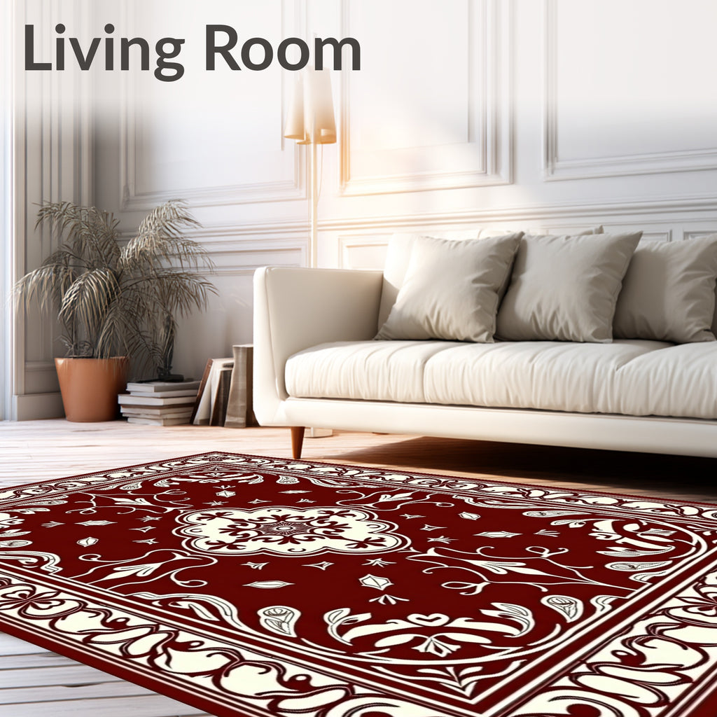 Elegant Floral Medallion Contrast Rug