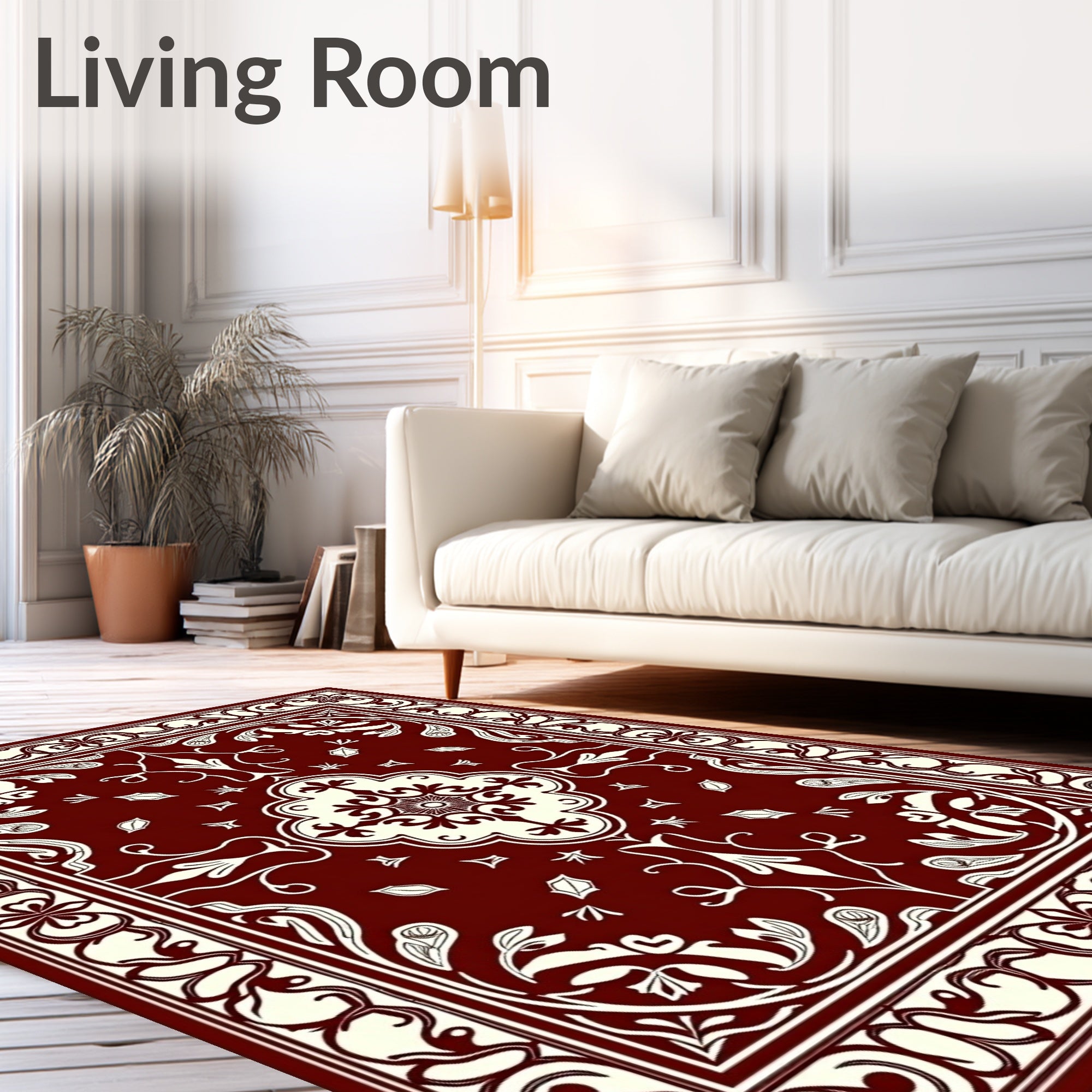 Elegant Floral Medallion Contrast Rug