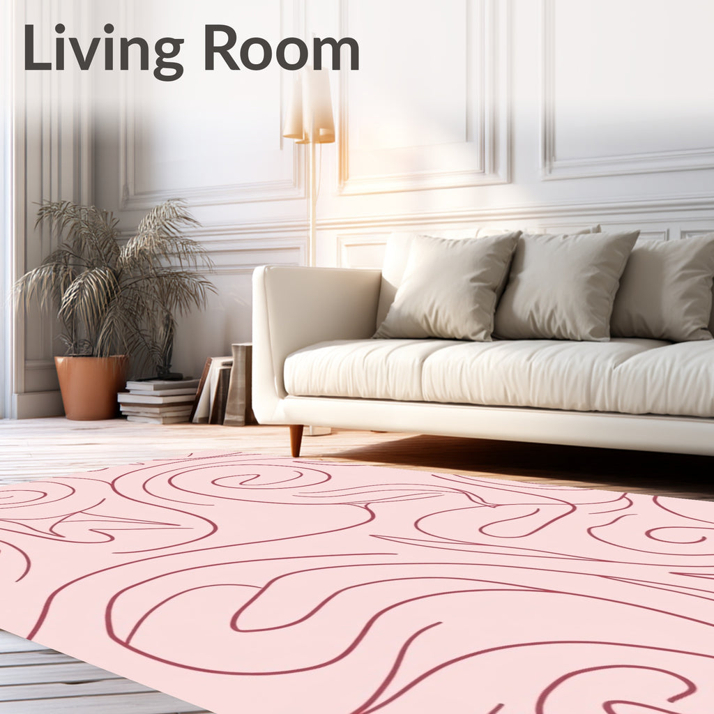 Abstract Swirls Blush Pink Design Rug