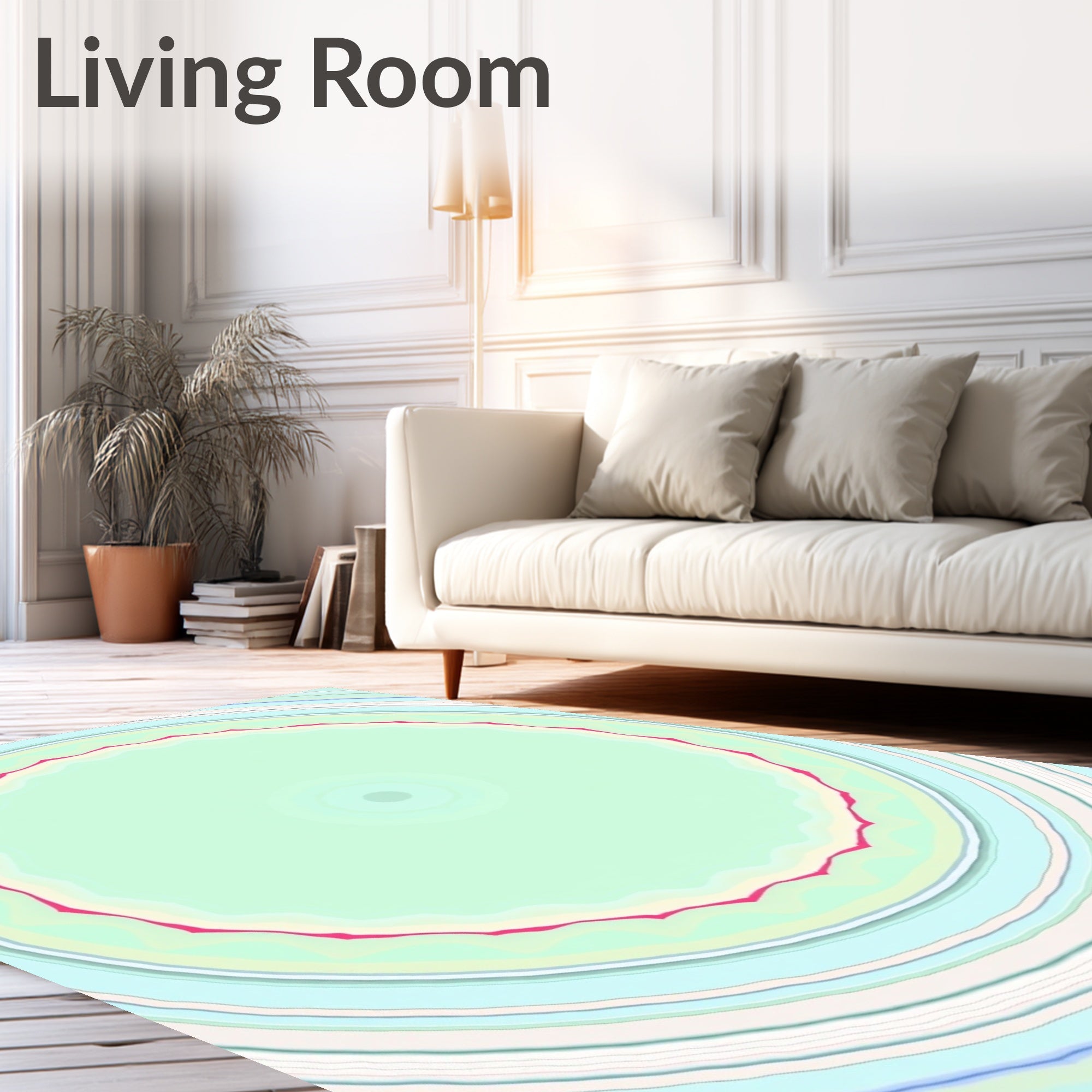 Radiant Pastel Sunburst Mandala Rug