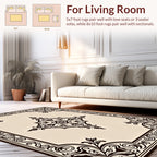 Ornate Brown Ivory Floral Design Rug