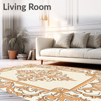 Elegant Orange Floral Scrollwork Design Rug
