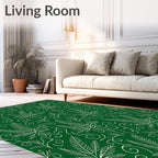 Green Leaf Swirls Pattern Rug