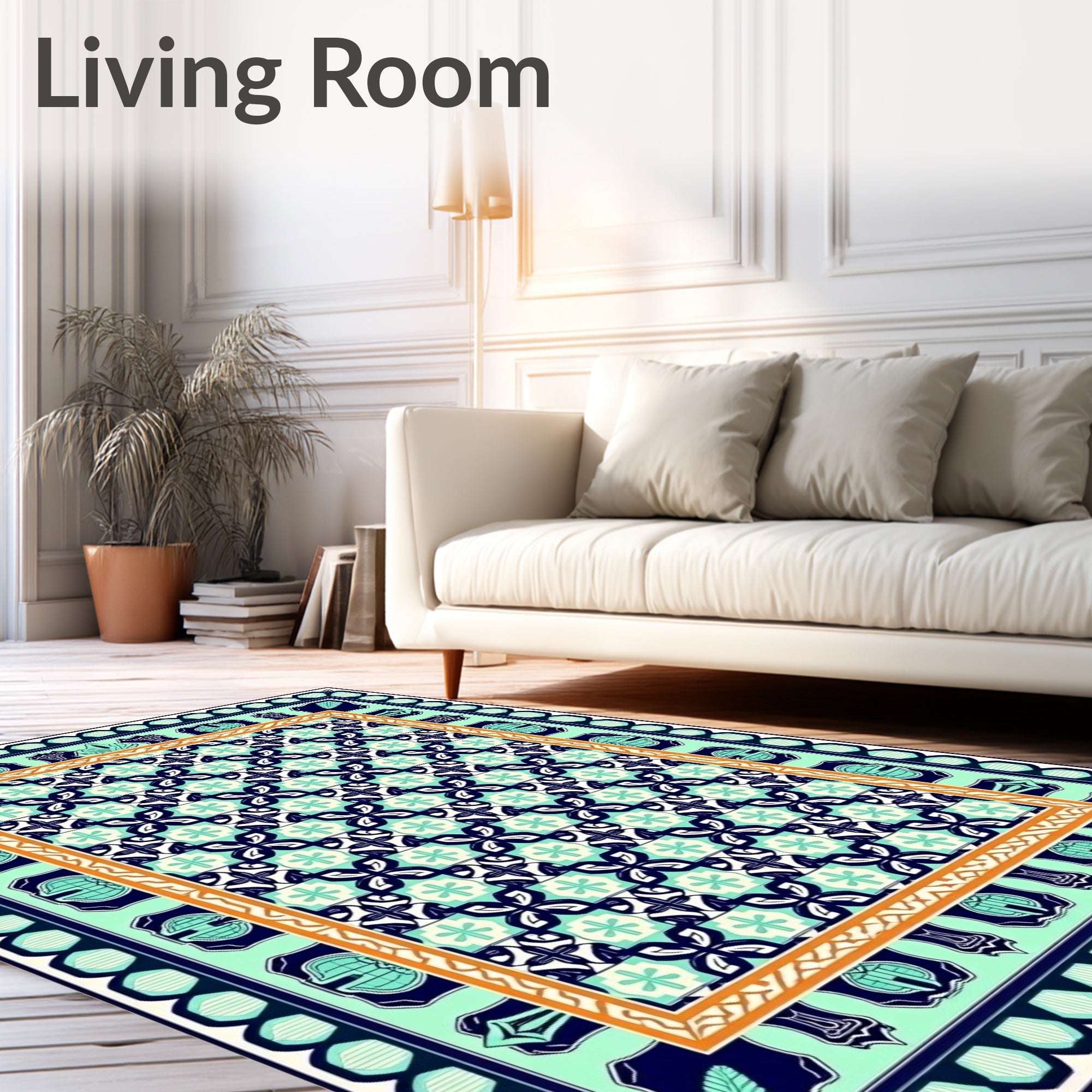 Geometric Mosaic Mint Teal Rug